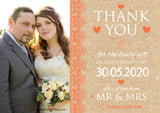 Vintage Lace Rustic Hearts Photo Personalised Wedding Thank You Cards ~ QUANTITY DISCOUNT AVAILABLE