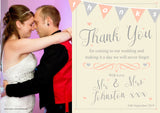 Classic Thanks Bunting Vintage Photo Personalised Wedding Thank You Cards ~ QUANTITY DISCOUNT AVAILABLE