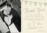 Classic Thanks Bunting Vintage Photo Personalised Wedding Thank You Cards ~ QUANTITY DISCOUNT AVAILABLE