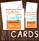 Naughty & Rude Birthday Card Voucher ~ Blowjob ~ Husband, Boyfriend, Fiance