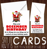 Funny December Birthday Card ~ Enjoy The Holiday Parties