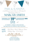 Poster Bunting Pink Blue - Christening Invitations Joint Boy Girl Unisex Twins Baptism Naming Day Ceremony Celebration Party ~ QUANTITY DISCOUNT AVAILABLE