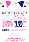 Shabby Chic Bunting Carnival Circus Poster Hen Weekend Itinerary Cards Hen Party Invites Bride To Be - Custom Personalised Invites - Yellow Blossom Designs Ltd