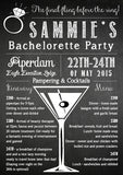 Chalk Board Final Fling Before The Ring Cocktail Glass Hen Weekend Itinerary Cards Hen Party Invites Bride To Be ~ QUANTITY DISCOUNT AVAILABLE - YellowBlossomDesignsLtd