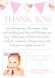 Vintage Carnival Joint Boy Girl Twins Photo Personalised Thank You Cards Christening Baptism Naming Day Party Celebrations ~ QUANTITY DISCOUNT AVAILABLE