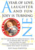 Boys Year Of Love Laughter & Fun - Children's Kids Child Birthday Invitations Boy Girl Joint Party Twins Unisex Printed ~ QUANTITY DISCOUNT AVAILABLE