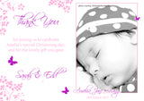 Cute Elegant Joint Boy Girl Twins Photo Personalised Thank You Cards Christening Baptism Naming Day Party Celebrations ~ QUANTITY DISCOUNT AVAILABLE