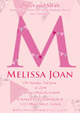 Large Initial Pink Blue Joint - Christening Invitations Boy Girl Unisex Twins Baptism Naming Day Ceremony Celebration Party ~ QUANTITY DISCOUNT AVAILABLE