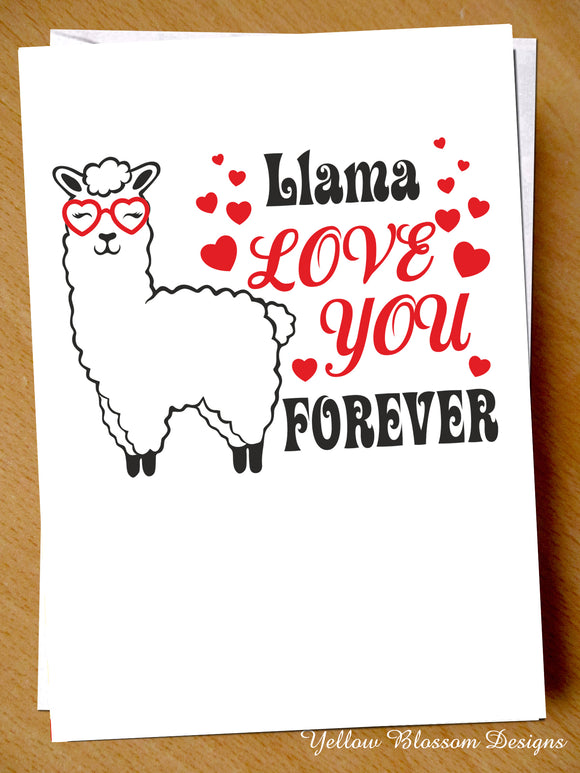 Valentines Card Cute Him Her Llama Anniversary Birthday Friend Mum Dad Love You Llama Love You Forever Romatic Farm Animal … 