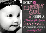 Trouble Maker Partner In Crime Sister Brother Sibling Personalised Pregnancy Announcement Cards New Baby Pregnant
