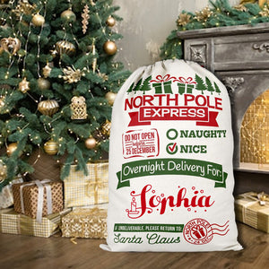 Personalised North Pole Express Christmas Sack