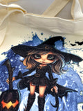 Personalised Halloween Bag Gift Sweets Girl Girlie Kids Cartoon Girl Witch Bats