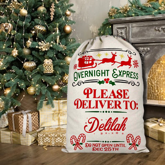 Personalised Santa Sleigh Overnight Express Christmas Sack
