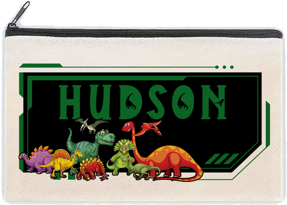 Dinosaur Personalised Pencil Case Kids Custom Stationery School Boy Girl Dino T-Rex Jurassic