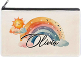 Personalised Kids Cosmetic Pencil Case Rainbow Any Name Bag School Gift Travel