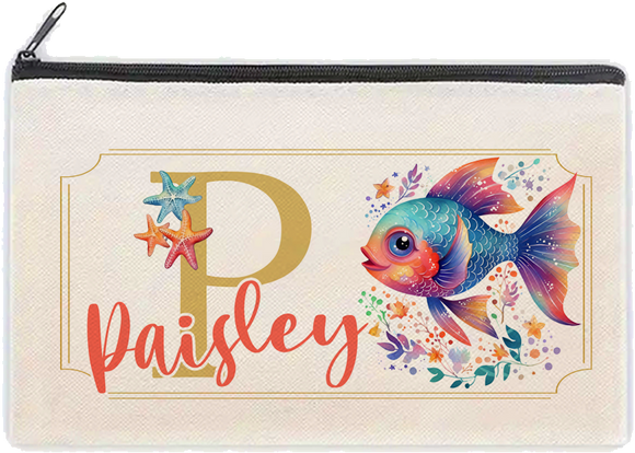Personalised Kids Cosmetic Pencil Case Rainbow Fish Bag School Gift Travel Sweet