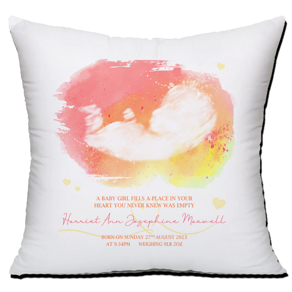 Personalised Unisex Boy Girl Baby Scan Pillow