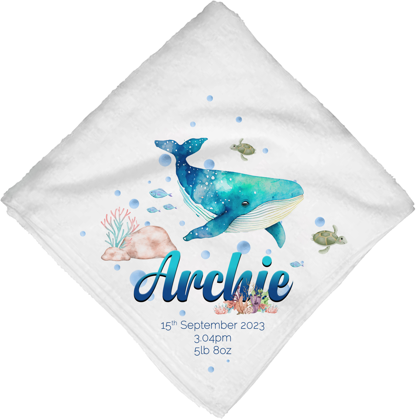 Personalised Under The Sea Whale Fish Blanket - Main Image