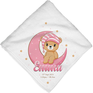 Personalised Sleepy Teddy Bear Pink Blanket