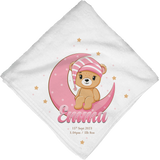 Personalised Sleepy Teddy Bear Pink Blanket