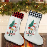 Personalised Christmas Tree & Snowman Stocking