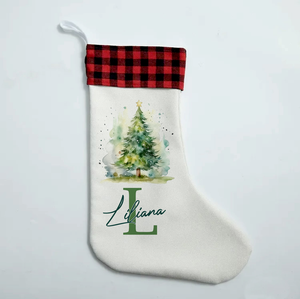 Personalised Watercolour Christmas Tree Stocking