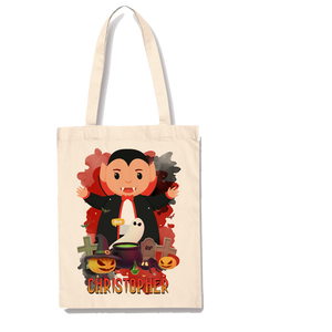 Personalised Halloween Bag Gift Sweets Boy Girl Dracula Vampire Cartoon Fun Red