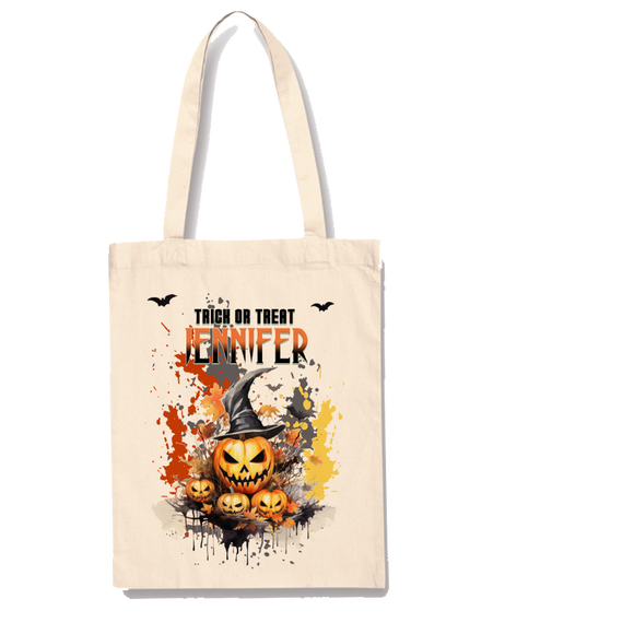 Boy Girl Pumpkin Personalised Halloween Gift Bag Custom Name Trick Or Treat Sack Halloween Decor Party Bag