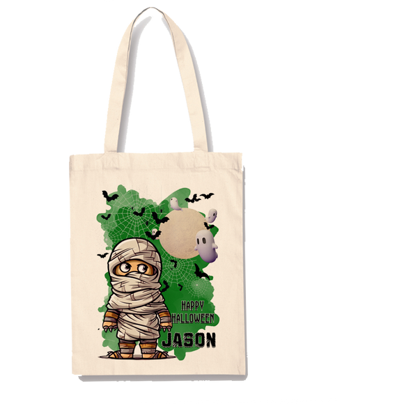 Personalised Halloween Bag Gift Sweets Boys Mummy Bats Moon Treats Cartoon Cute
