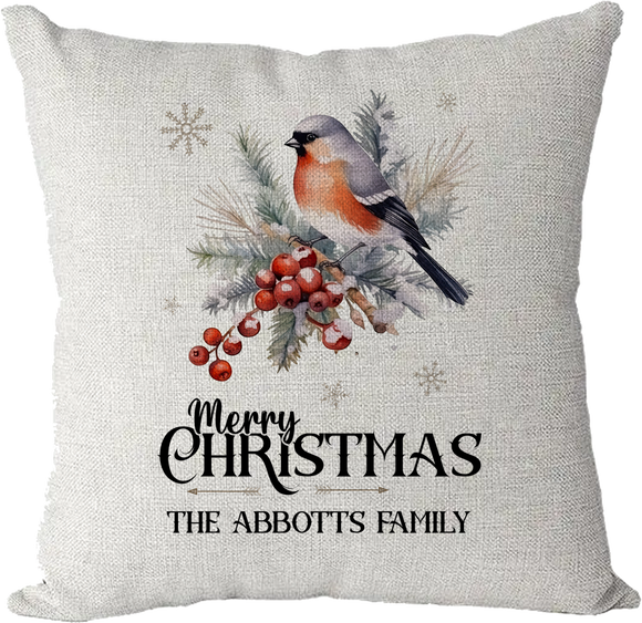 Personalised Christmas Family Pillowcase / Cushion - Robin
