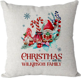 Personalised Christmas Family Pillowcase / Cushion - Gnomes Gonks