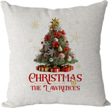 Personalised Christmas Family Pillowcase / Cushion - Red Tree