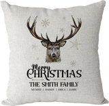 Personalised Christmas Family Pillowcase / Cushion - Stag