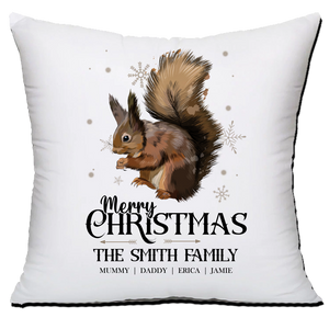 Personalised Christmas Family Pillowcase / Cushion - Squirrel