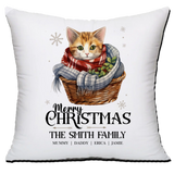 Personalised Christmas Family Pillowcase / Cushion - Kitten Cat