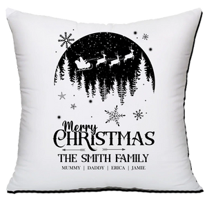 Personalised Christmas Family Pillowcase / Cushion - Flying Santa