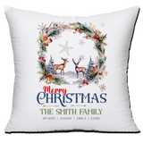 Personalised Christmas Family Pillowcase / Cushion - Festive Deer