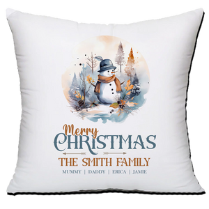 Personalised Christmas Family Pillowcase / Cushion - Snowman