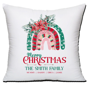 Personalised Christmas Family Pillowcase / Cushion - Rainbow