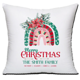 Personalised Christmas Family Pillowcase / Cushion - Rainbow