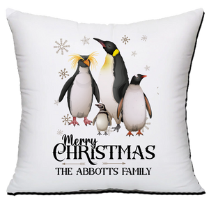 Personalised Christmas Family Pillowcase / Cushion - Penguin