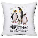 Personalised Christmas Family Pillowcase / Cushion - Penguin