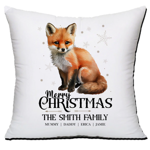 Personalised Christmas Family Pillowcase / Cushion - Fox