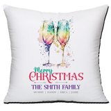 Personalised Christmas Family Pillowcase / Cushion - Champagne Cheers!