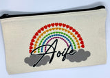 Personalised Kids Cosmetic Pencil Case Rainbow Any Name Bag School Gift Cute
