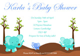 Baby Shower Invitations Boy Girl Unisex Twins Joint Party - Elephants ~ QUANTITY DISCOUNT AVAILABLE - YellowBlossomDesignsLtd