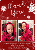 Snowflakes Swirls Personalised Folded Flat Christmas Thank You Photo Cards Family Child Kids ~ QUANTITY DISCOUNT AVAILABLE