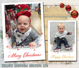 Snowflake Border Personalised Folded Flat Christmas Photo Cards Family Child Kids ~ QUANTITY DISCOUNT AVAILABLE