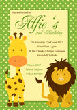 Lion Monkey Giraffe Elephant Invitation - Children's Kids Child Birthday Invitations Boy Girl Joint Party Twins Unisex Printed ~ QUANTITY DISCOUNT AVAILABLE