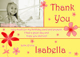 Girlie Flowers Photo Personalised Birthday Thank You Cards Printed Kids Child Boys Girls Adult - Custom Personalised Thank You Cards - Yellow Blossom Designs Ltd